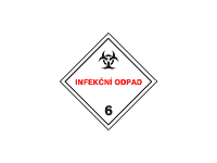 BZ06.2c - ADR č.6.2 - Infekční odpad - biologické riziko (bílý podklad, červený český text)
