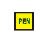 DT005 - PEN (žlutý podklad, zelený text, černý rámeček) 