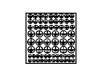 DT011a - Znak ochranné uzemnění v kruhu - arch 246ks (3 velikosti, černý tisk na bílou fólii)