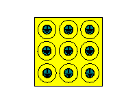 DT012a - Znak ochranné uzemnění v kruhu - arch 90ks  (žluté mezikruží prům. 20mm, zelený kruh o prům. 10mm se znakem uzemnění) 