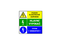 sdr.F - Pozor! Elektrické zařízení / Hlavní vypínač / Vypni v nebezpečí! 